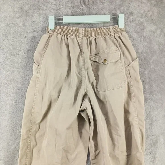 Vintage LIZ CLAIBORNE Carrot Pant MEDIUM(8-10) Women Casual  Tan Woven Cotton - Picture 8 of 12